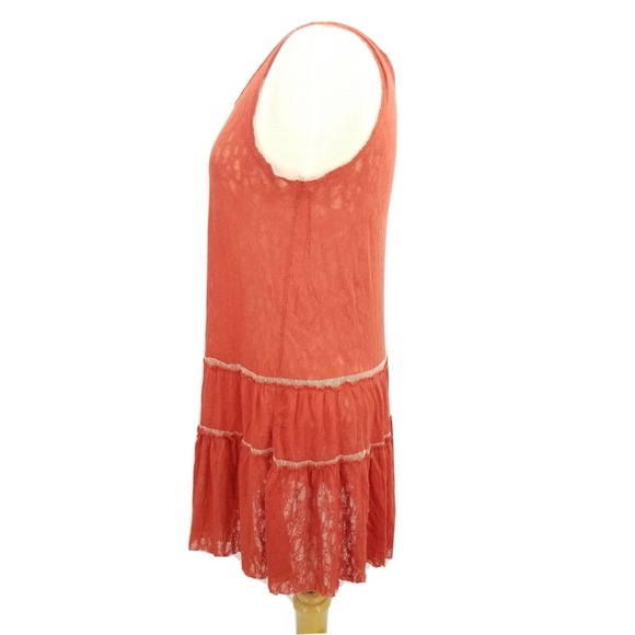 Hem & Thread Lace Net dress Sleeveless Boho Summer Tangerine - Picture 6 of 10